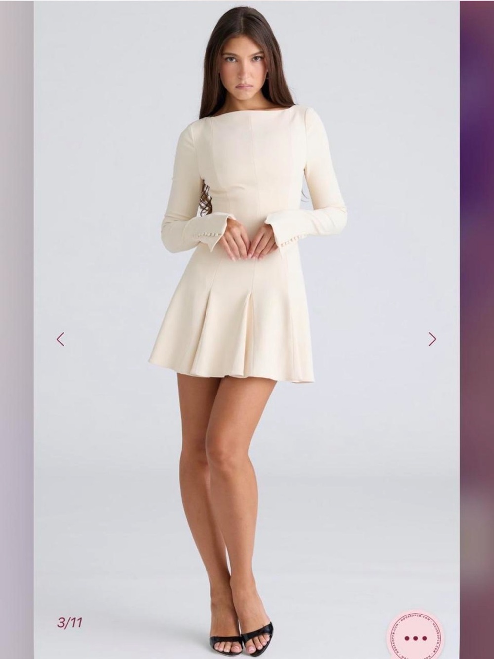 HOUSE OF CB Francesca Vintage Cream Stretch Crepe Godet Mini Dress NWOT